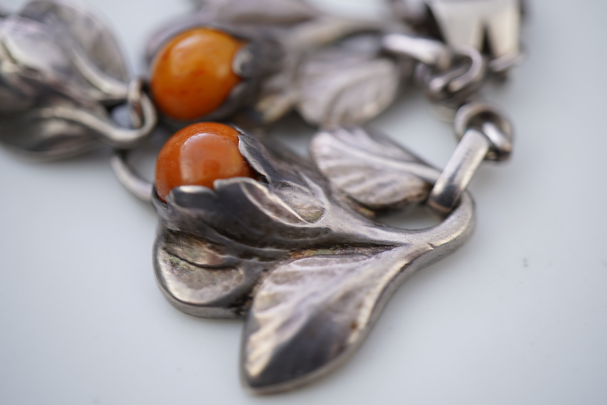 An Arts & Crafts silver and amber necklace, Denmark or Norway, mid 20th century